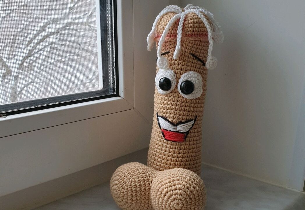 a knitted toy is a symbol of an enlarged penis